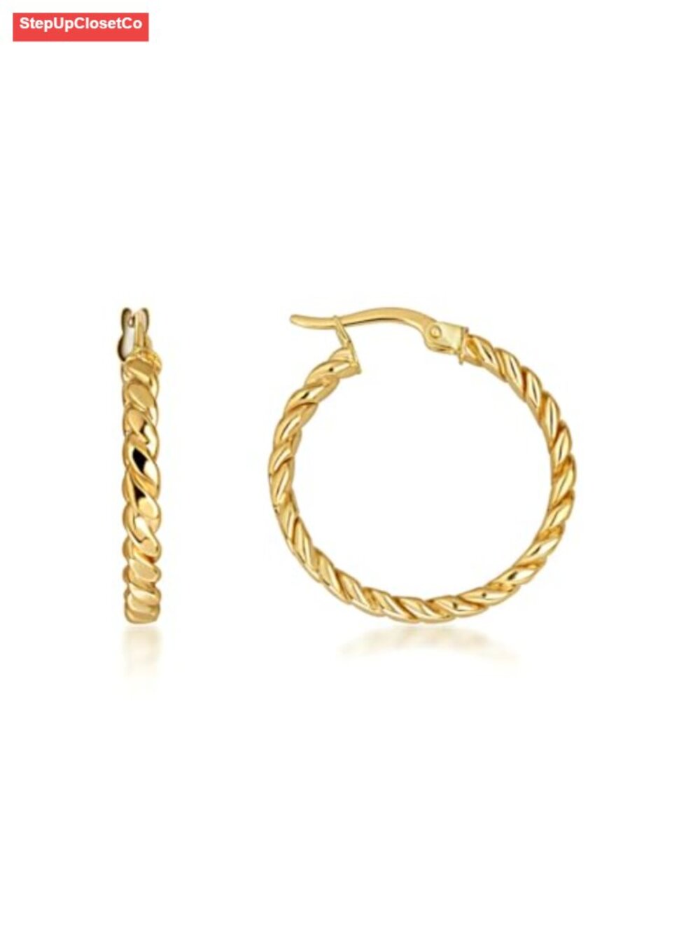 14K Yellow Gold Twisted Rope Hoop Earrings